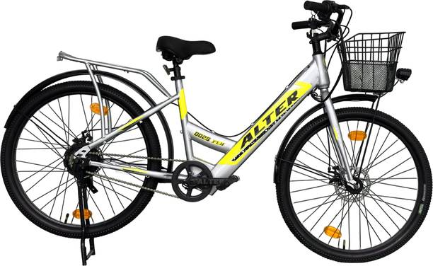 ALTER 26" 002S-FLY MODEL ELECTRIC CYCLE,95% PRE-ASSEMBLED WITH CHARGER (Grey & Yellow) 26 inches Single Speed Lithium-ion (Li-ion) Electric Cycle