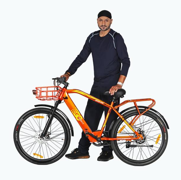 GOSPORTY Battery-Powered Cycle for Urban Commuters | E-Cycle with Front Basket | Tire 26 inches Single Speed Lithium-ion (Li-ion) Electric Cycle