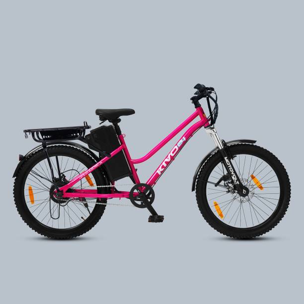 मोटोवोल्ट KIVO 24 Lite Pink Electric Bicycle with Extended Carrier 24 inches सिंगल स्पीड लिथियम-आयन (Li-आयन) इलेक्ट्रिक साइकिल