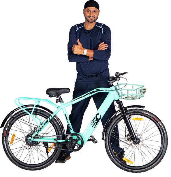 GOSPORTY Battery-Powered Cycle for Urban Commuters | E-Cycle with Front Basket | Tire 26 inches Single Speed Lithium-ion (Li-ion) Electric Cycle