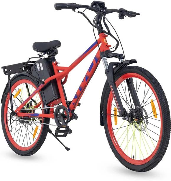 Motovolt Kivo Lite Red Range upto 45 Km in PAS Mode 26 inches Single Speed Lithium Iron Phosphate Electric Cycle