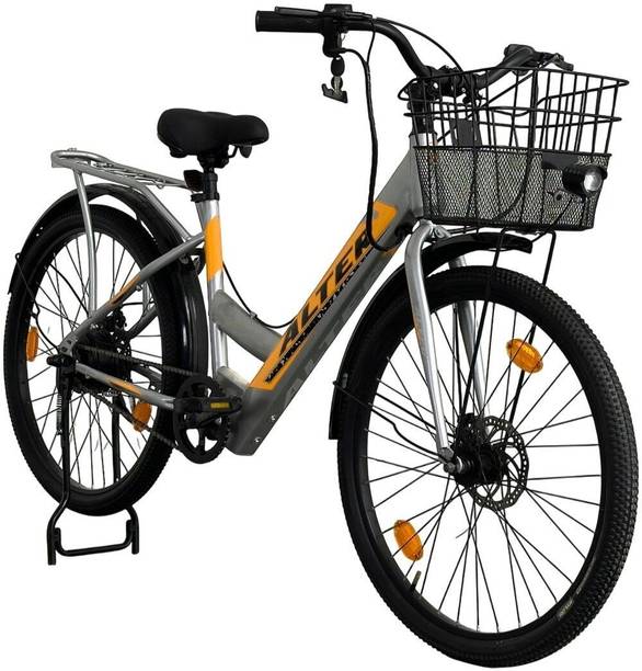 ALTER 26" 002S-FLY MODEL ELECTRIC CYCLE,95% PRE-ASSEMBLED WITH CHARGER (Grey & Golden) 26 inches Single Speed Lithium-ion (Li-ion) Electric Cycle