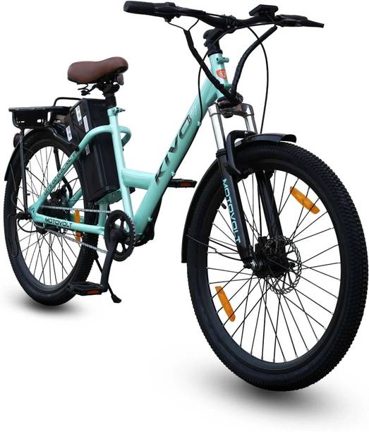 Motovolt Kivo Easy Lite Aqua Blue Range upto 45 Km in PAS Mode 26 inches Single Speed Lithium Iron Phosphate Electric Cycle