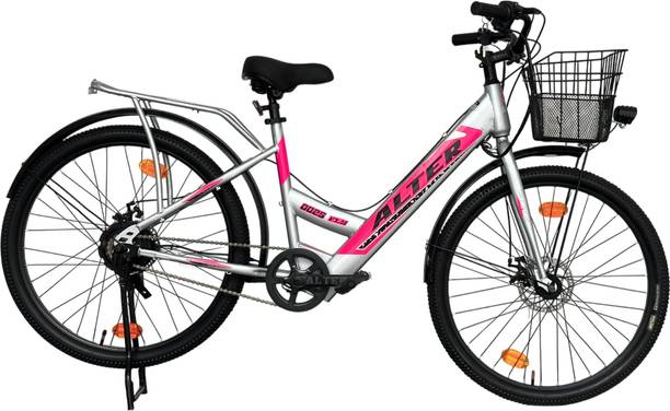 ALTER 26" 002S-FLY MODEL ELECTRIC CYCLE, 95% PRE- ASSEMBLED WITH CHARGER (Grey & Pink) 26 inches Single Speed Lithium-ion (Li-ion) Electric Cycle
