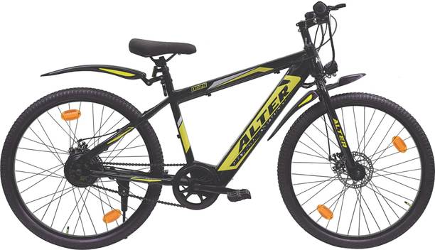 ALTER 26" 002S ELECTRIC CYCLE | 95% PRE- ASSEMBLED WITH CHARGER (BLACK & YELLOW) 26 inches Single Speed Lithium-ion (Li-ion) Electric Cycle