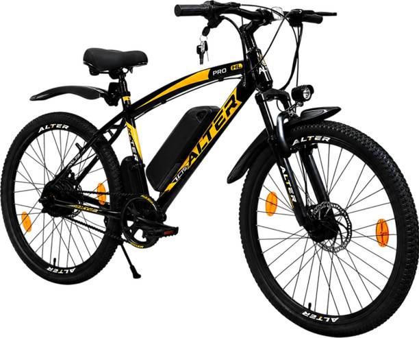 ALTER 26" 002SPRO-HL ELECTRIC CYCLE, 95% PRE-ASSEMBLED WITH CHARGER (BLACK & GOLDEN)) 26 inches Single Speed Lithium-ion (Li-ion) Electric Cycle
