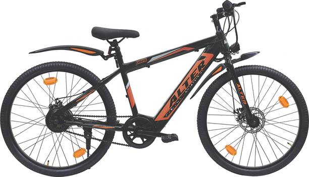 ALTER 26" 002S ELECTRIC CYCLE | 95% PRE- ASSEMBLED WITH CHARGER (BLACK & ORANGE) 26 inches Single Speed Lithium-ion (Li-ion) Electric Cycle