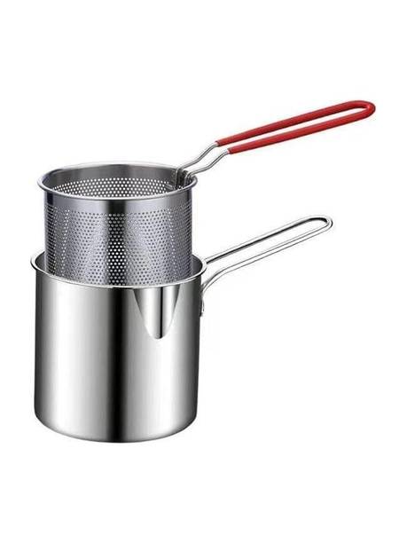 BHAVRUTT Deep Frying Pot With Basket 1200Ml Stainless Steel Fryer Pot With Long Handle 1.2 L Electric Deep Fryer