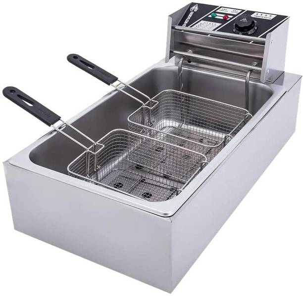 KHUSHI UDYOG Electric Deep Fryer, Double Basket, Stainless Steel, 16L Capacity 60-200°C 16 L Electric Deep Fryer