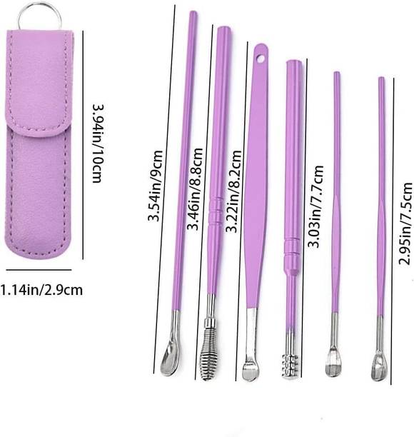 Taxila 6 Pcs Ear Cleaning Tools Set Storage Leather Pouch (Purple) Electric Ear Cleaner
