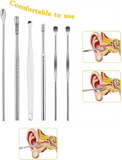 Taxila 6 Pcs Ear Cleaning Tools kit Stick Set Spring Curette Earwax Remover Ear Cleaner Electric Ear Cleaner