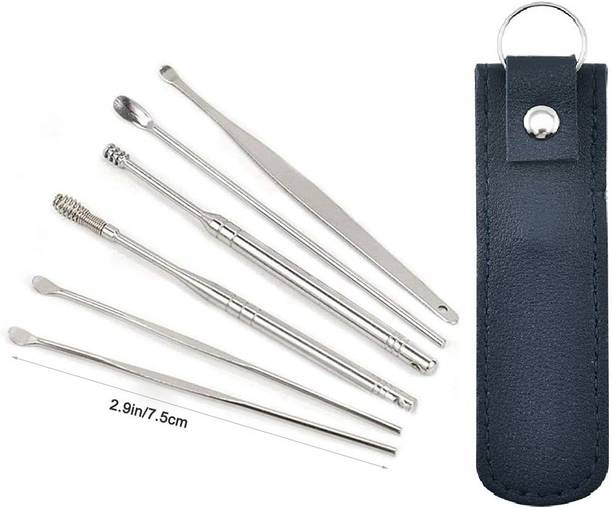 Taxila 6 Pcs Ear Wax Cleaner Resuable Ear Cleaner Tool Set with Storage Leather Pouch Electric Ear Cleaner