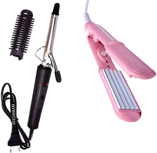 MARSELITE Crimping & Curling Iron Combo for Smooth, Stylish, and Shiny Hair Electric Hair Curler