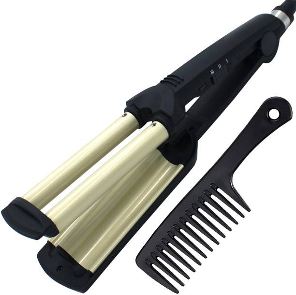 QGS 3-Barrel D2 Ceramic Coated Anti-Static Tangle-Free Curling Iron 45W Frizz-Free Electric Hair Curler