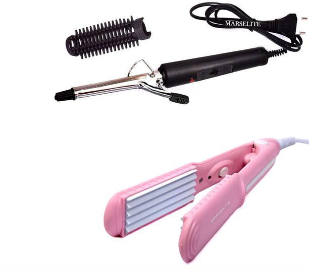 MARSELITE Professional Hair Styling Combo: Curl & Crimp for Beautiful Hairstyles Electric Hair Curler