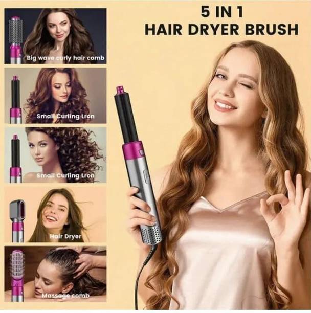 Seashot 5 in 1 Hair Blower Brush Hairdryer Hair Curler Curling Pink 1 Electric Hair Styler