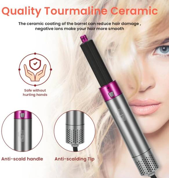 Seashot 5 in 1 Hair Blower Brush Hairdryer Hair Curler Curling Iron (Pink) Electric Hair Styler