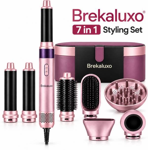 Brekaluxo 7 in 1 Airwrap Style Hair Curler, Dryer and Volumizer with Multiple Attachments Electric Hair Styler