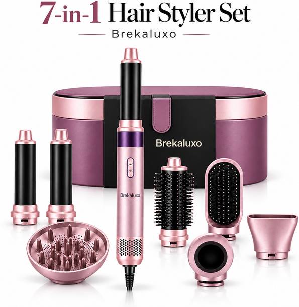 Brekaluxo Professional 7 in 1 Hair Styling Kit with Curling, Straightening & Drying Electric Hair Styler