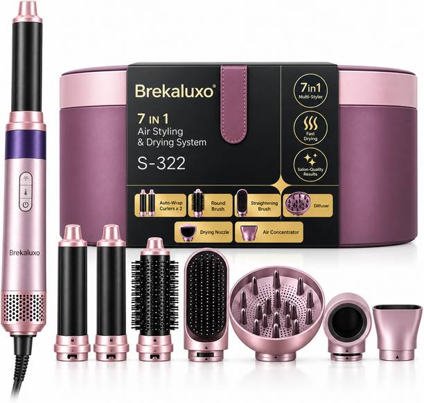 Brekaluxo Multi Functional 7 in 1 Hot Air Brush Hair Styling Tool for Women Electric Hair Styler