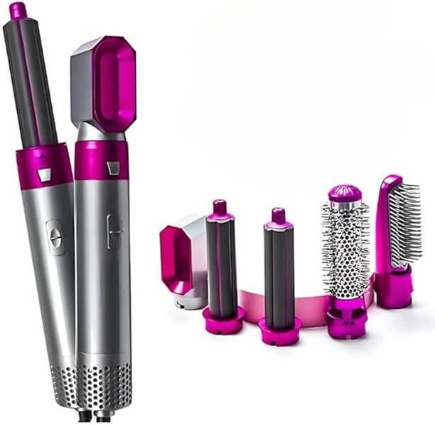 Seashot 5 in 1 Hair Styler with Curling, Volumizing, Straightening and Drying Pink Electric Hair Styler