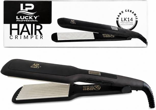 LUCKYPROFESSIONAL Hair Crimper | Ceramic Coated Plates | Digital LCD Display Electric Hair Styler