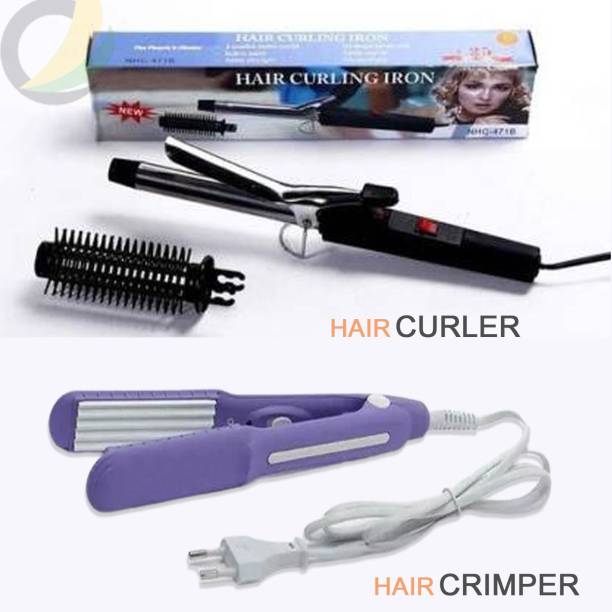 MARSELITE Combo of New Hair Curler & Hair Crimper Machine for Girls (Crimper+Curler) Electric Hair Styler