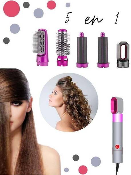 Seashot 5 in 1 Hot Air Hair Styler Brush for Women Hair Dryer and Tool for Curling Pink Electric Hair Styler