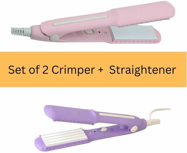 S2S Set of 2 Hair Styler - Straightener & Crimper With Ceramic Coated Plates Electric Hair Styler