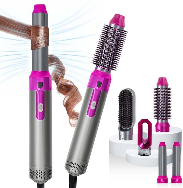 Seashot 5-in-1 Hot Air Hair Styler 1000W Multi Curling, Brush Set Pink -01 Electric Hair Styler