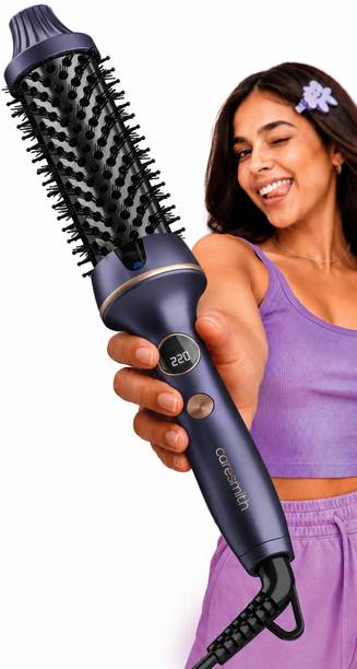 caresmith Bloom Heated Round Brush | 2 in 1 Hair Straightening and Blowout Styling Tool Electric Hair Styler