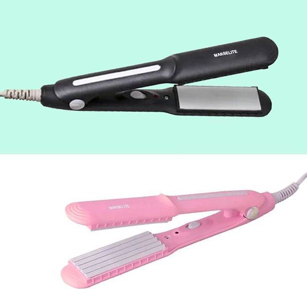 MARSELITE Hair Crimper and Straightener Combo Pack 2 in 1 Styling Machine Electric Hair Styler
