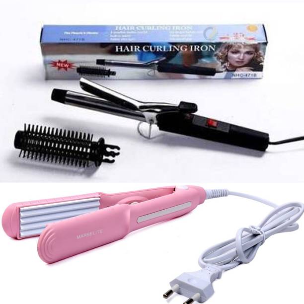 MARSELITE Combo of Hair Curler & Hair Crimper Machine for Girls (Crimper+Curler) - Electric Hair Styler