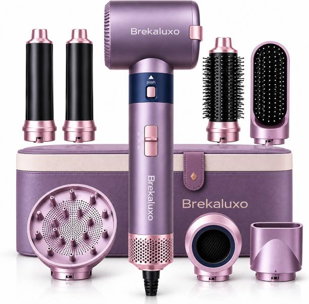 Brekaluxo 7 in 1 Air Styler Hair Dryer with Curling Barrels, Smoothing Brush & Diffuser Electric Hair Styler