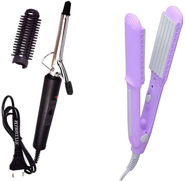 MARSELITE Combo of 471B Hair Curler & Hair Crimper Machine for Girls (Crimper+Curler) Electric Hair Styler