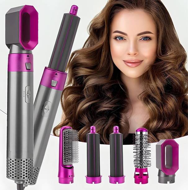Seashot 5-in-1 AirStyler- Hot Air Brush, Straightener Brush, Curling Tong, Blow Dryer Electric Hair Styler