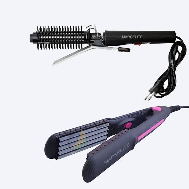 MARSELITE Hair Curler and Crimper 2 in 1 Styling Tool for Salon Finish Curls and Waves Electric Hair Styler