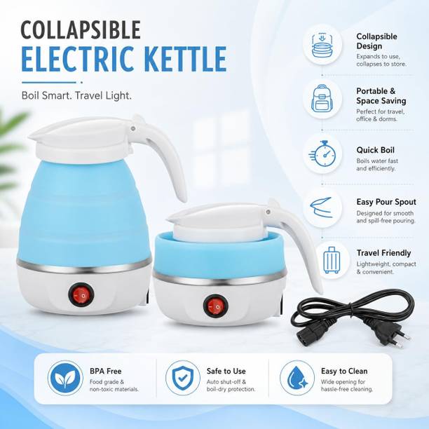 Kronberg Portable Electric Kettle 600ml | Foldable Silicone Kettle for Travel & Office Electric Kettle