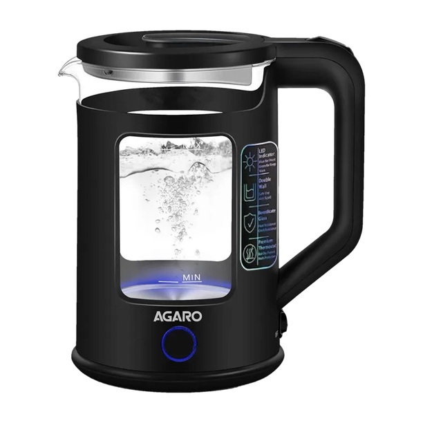 AGARO Galaxy Electric Kettle with Keep Warm Function, BPA Free PP Plastic & Glass body Multi Cooker Electric Kettle