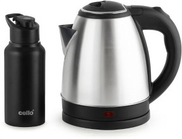 cello Quick Boil Lifestyle Kettle 1.5 L + Sippa 500 ML Stainless Steel Water Bottle Electric Kettle