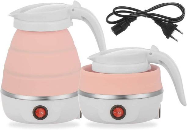 PQTR Lightweight Travel Foldable Electric Silicone Collapsible Tea Kettle (Peach) Electric Kettle