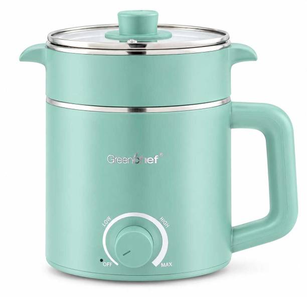 Greenchef ZyloPro 1.5 Litre 600 Watt Multi Kettle with Steamer, Glass Lid,Egg Boiling Tray Multi Cooker Electric Kettle