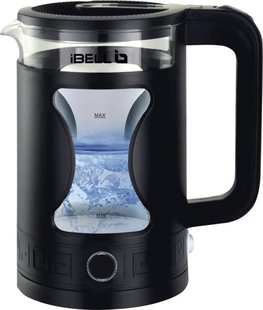 iBELL GEKB17M 1500W Glass Kettle (1.7L) LED Light, 360° Rotating Base, Tempered Glass Electric Kettle