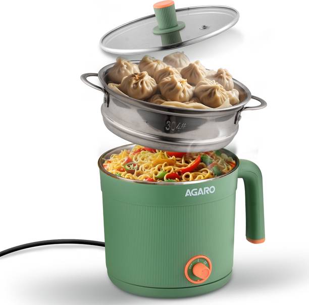 AGARO Regency Multi Cook Kettle With Steamer, 1.2L Inner Pot, Double Layered Body, Multi Cooker Electric Kettle