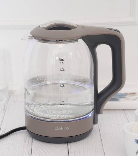 dokro 1.8L Electric Glass Kettle (1350W) | Borosilicate Glass, Auto shutoff | Premium Electric Kettle