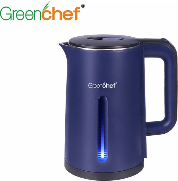 Greenchef Glitter Cordless Pot with cool touch body 1500 watts Blue Electric Kettle