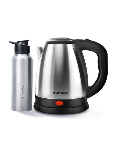 Longway Kestro 1500 W Stainless Steel with Water Bottle Combo for Boiling, Tea & Coffee Electric Kettle