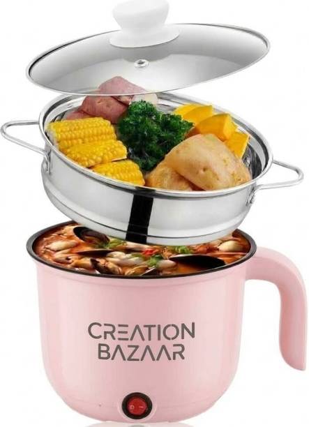 CREATION BAZAAR Multifunction Portable Electric Pot Mini Cooker 4-In-1 Multi Cooker 1.8 L Travel Cooker, Rice Cooker, Food Steamer, Egg Cooker, Egg Boiler