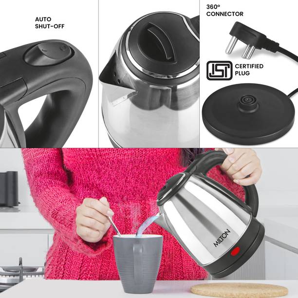 MILTON Go Electro 1.5 L, Silver & Bliss 900 Water Bottle, 790 ml Electric Kettle  (1500 L, Red)