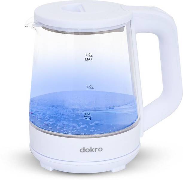 dokro 1.8L Electric Glass Kettle (1350W) | Borosilicate Glass, Auto Shut-Off | Premium Electric Kettle